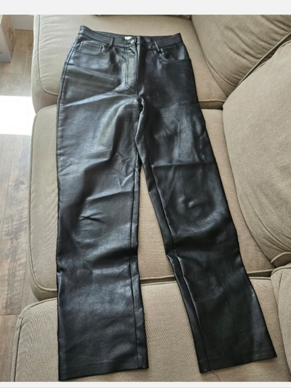 Aritzia Wilfred Melina Pants Black Faux Leather Straight Leg Pleather - Picture 2 of 16